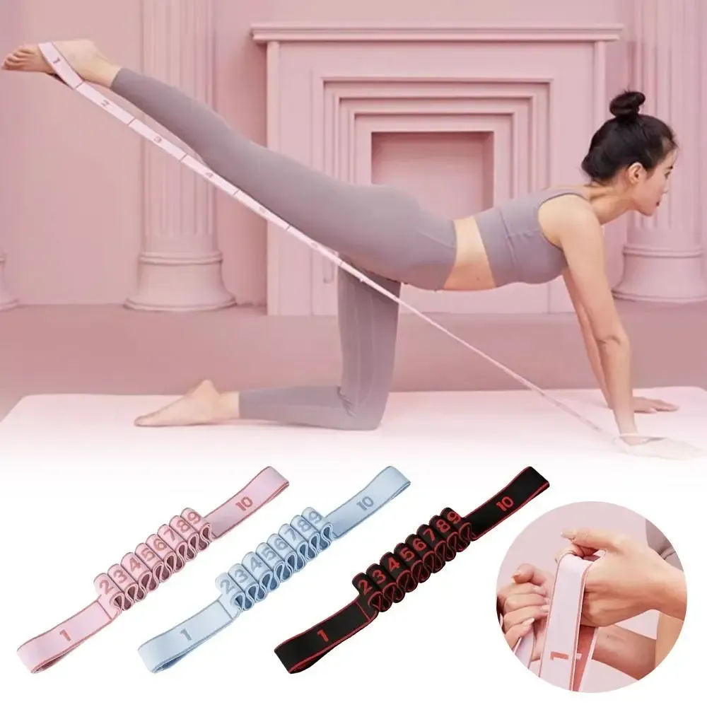Bande de résistance élastique multifonctionnelle pour yoga, ceinture d'étirement réglable, bande de danse à 10/12 grilles pour adultes et enfants 3
