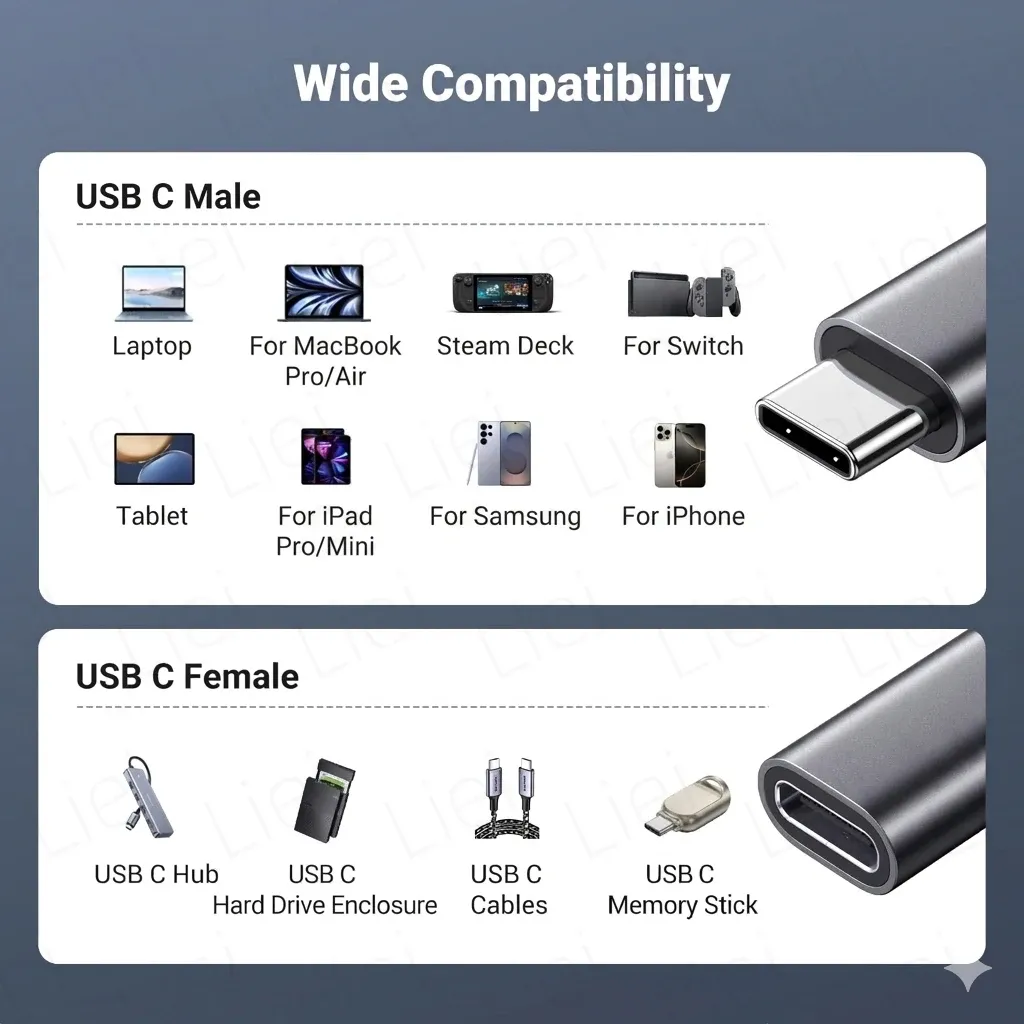 Câble d'extension USB-C 20 Gbps 240 W USB 3.2 4K@120 Hz, câble vidéo mâle-femelle pour hub, PS VR2, iPhone, MacBook, Switch 6