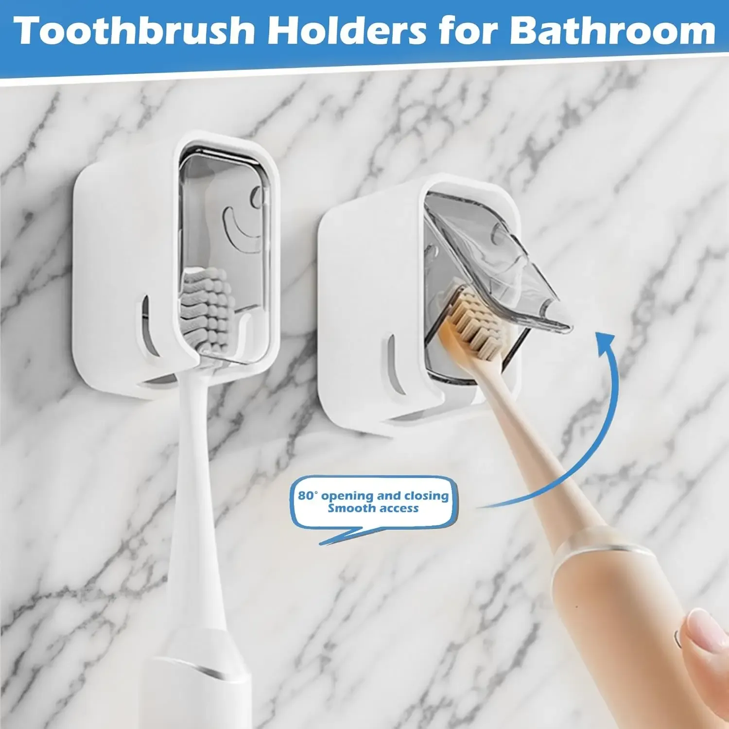 Support mural pour brosse à dents avec couvercle, design amélioré à fente unique pour une salle de bain organisée et un rangement durable 6
