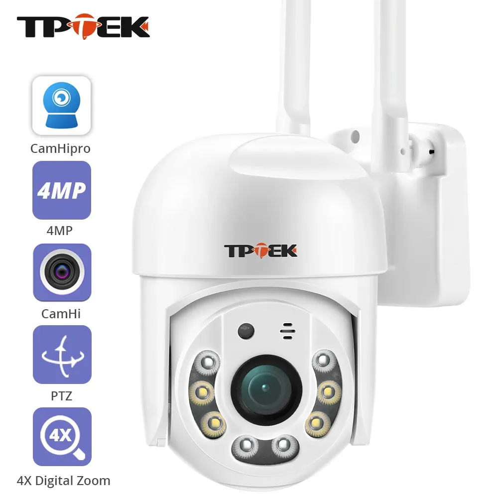 Caméra de surveillance extérieure IP WiFi PTZ HD 4MP sans fil, zoom numérique x4