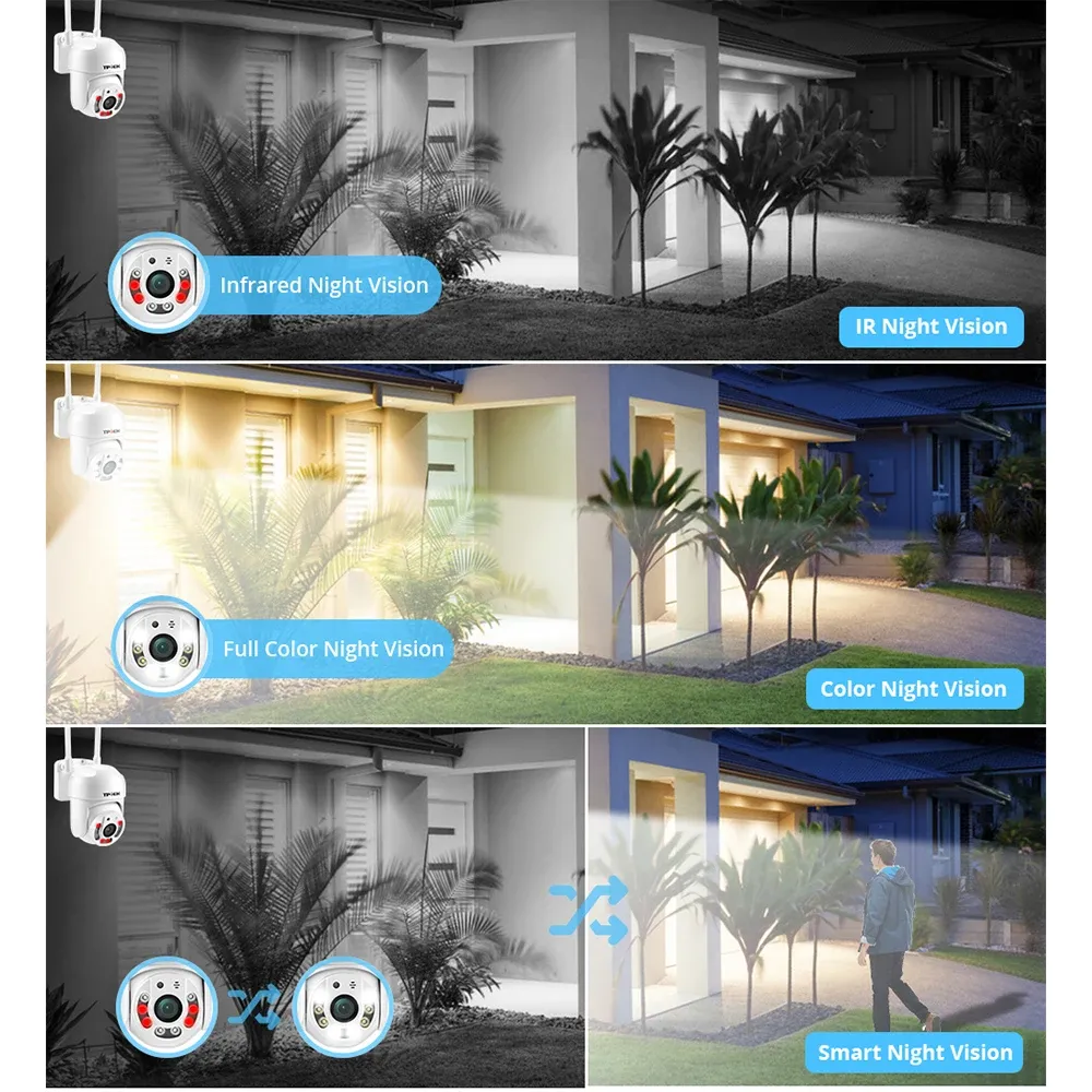 Caméra de surveillance extérieure IP WiFi PTZ HD 4MP sans fil, zoom numérique x4 2