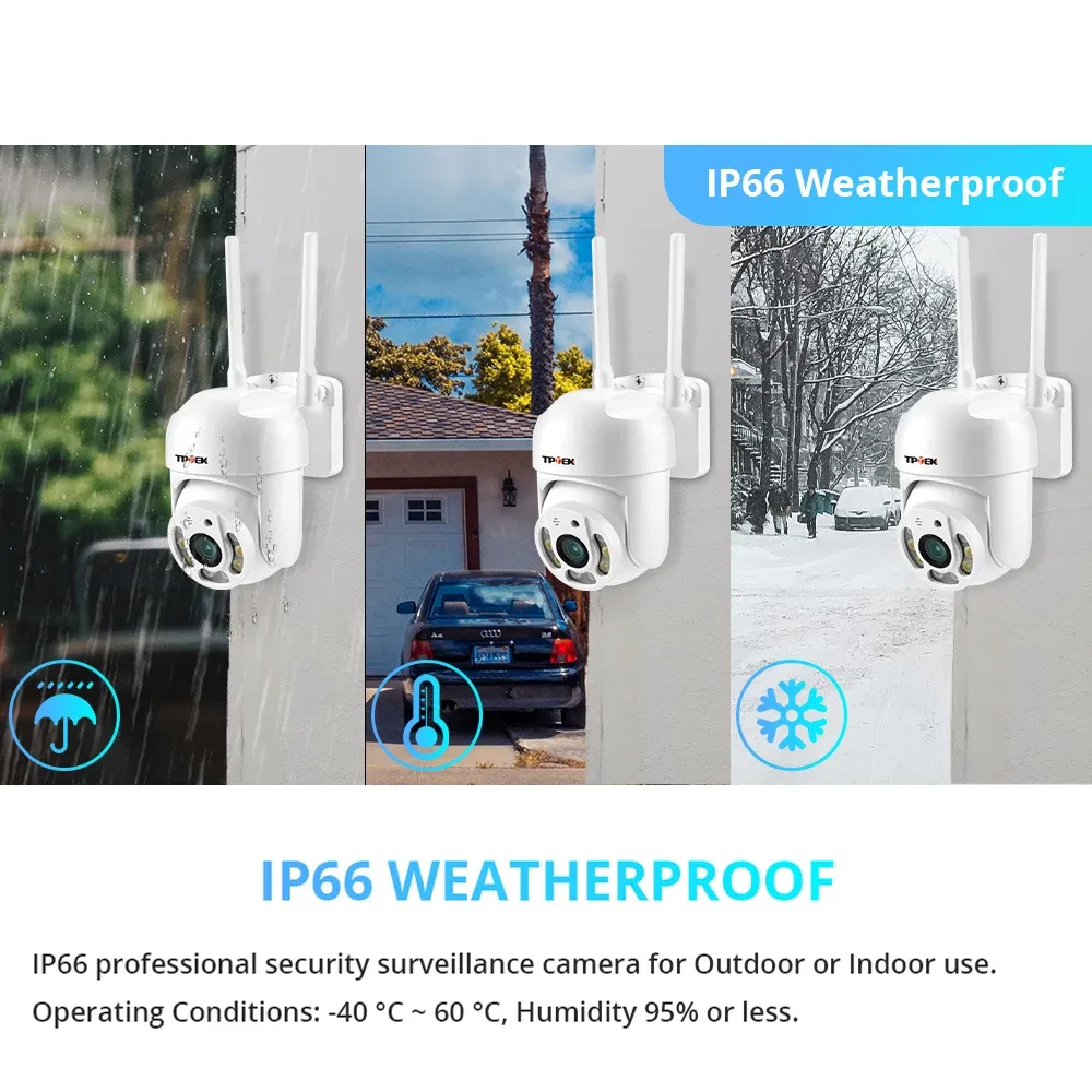 Caméra de surveillance extérieure IP WiFi PTZ HD 4MP sans fil, zoom numérique x4 3