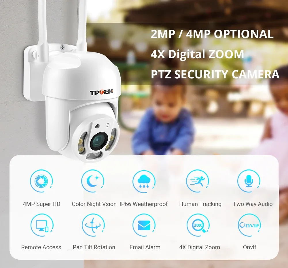 Caméra de surveillance extérieure PTZ Wi-Fi HD