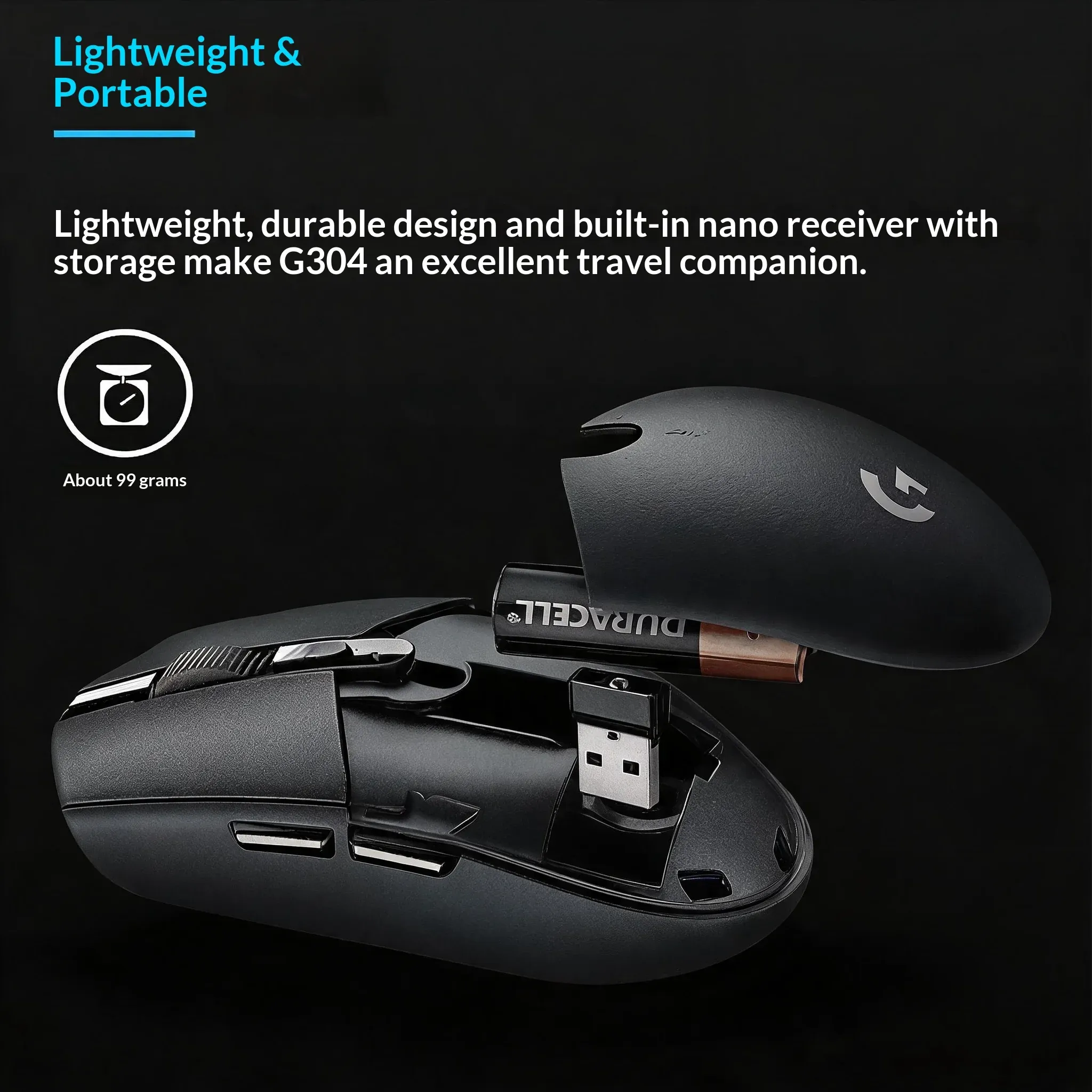 Souris de jeu sans fil Logitech G304 LIGHTSPEED, capteur HERO 12 000 DPI 4