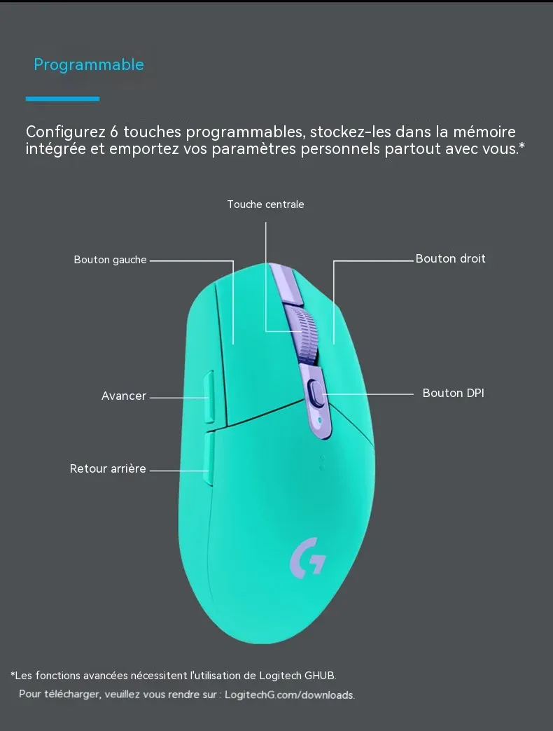 Logitech G304 LIGHTSPEED, finitions