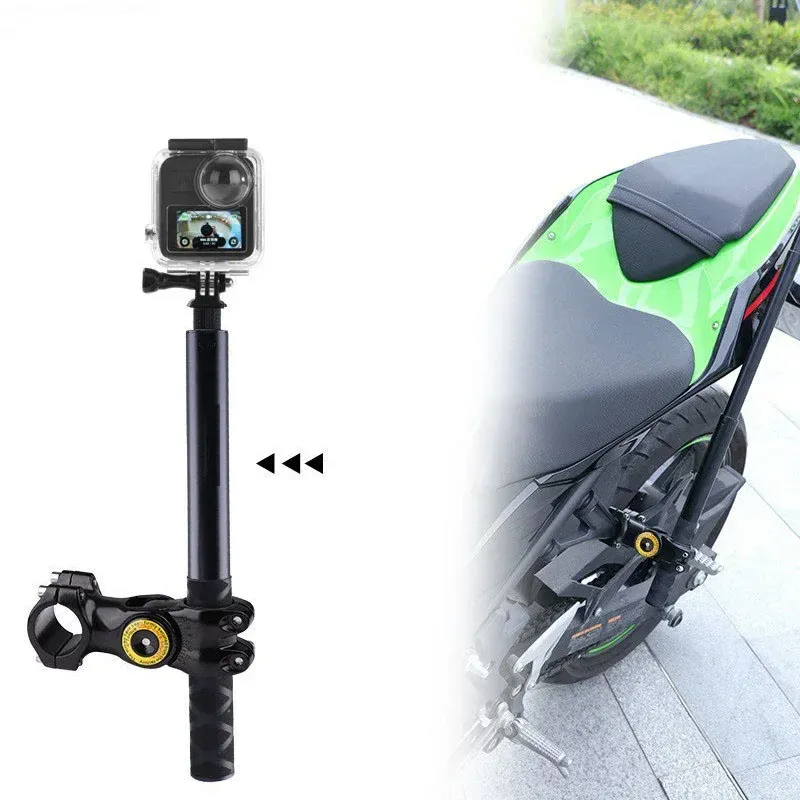 Support guidon vélo et moto avec perche selfie invisible pour GoPro Hero 12, 11, 10, Insta360 X3, X4, X5 et DJI 2