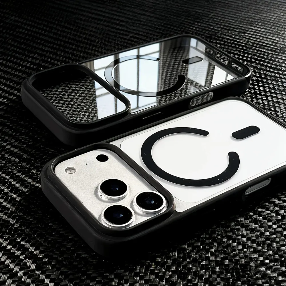 Coque transparente en acrylique compatible MagSafe pour iPhone 17 Air, 16, 15, 14, 13, 12, 11 et Pro Max 2