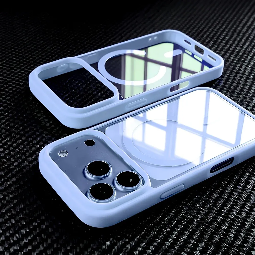 Coque transparente en acrylique compatible MagSafe pour iPhone 17 Air, 16, 15, 14, 13, 12, 11 et Pro Max 9
