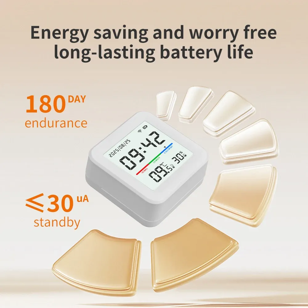Capteur intelligent de température et d'humidité Tuya WiFi, thermomètre d'intérieur Smart Life, fonctionnant sur batterie, compatible Alexa 2