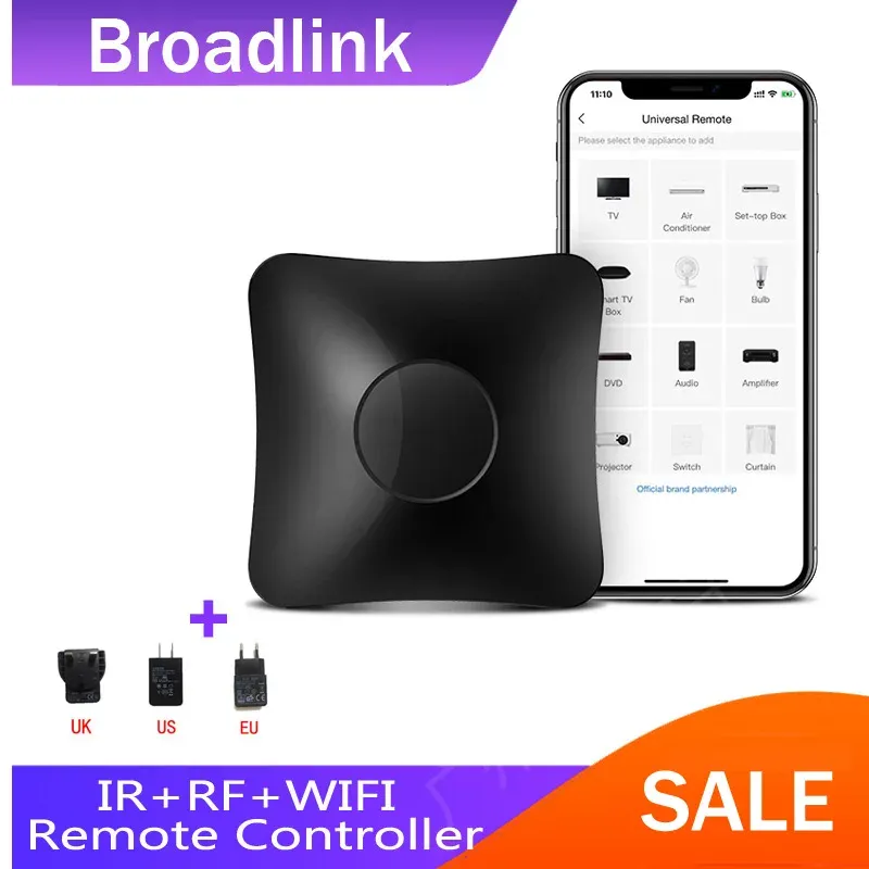 Broadlink RM4 PRO Télécommande universelle Wi-Fi IR/RF avec prises UE/UK/US, compatible domotique intelligente pour TV, ventilateur et climatiseur 3