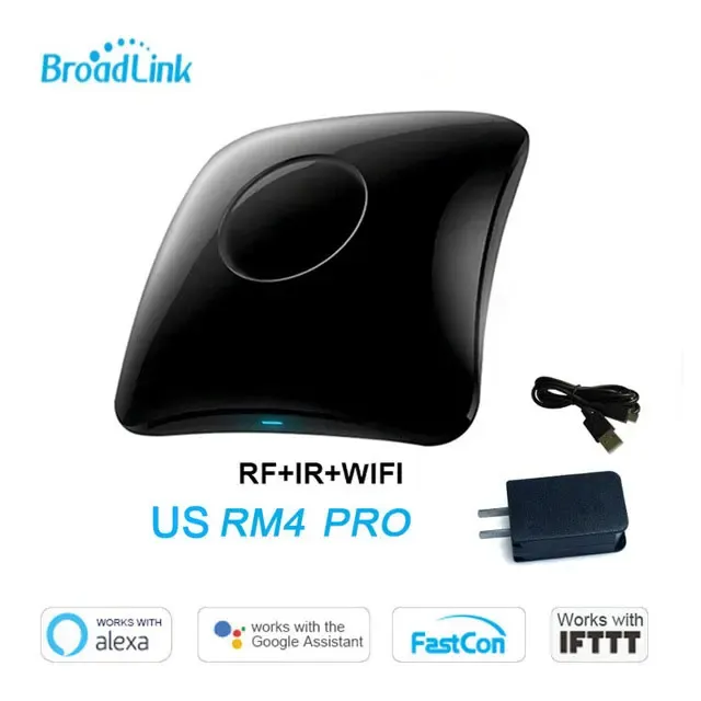 Broadlink RM4 PRO Télécommande universelle Wi-Fi IR/RF avec prises UE/UK/US, compatible domotique intelligente pour TV, ventilateur et climatiseur 9