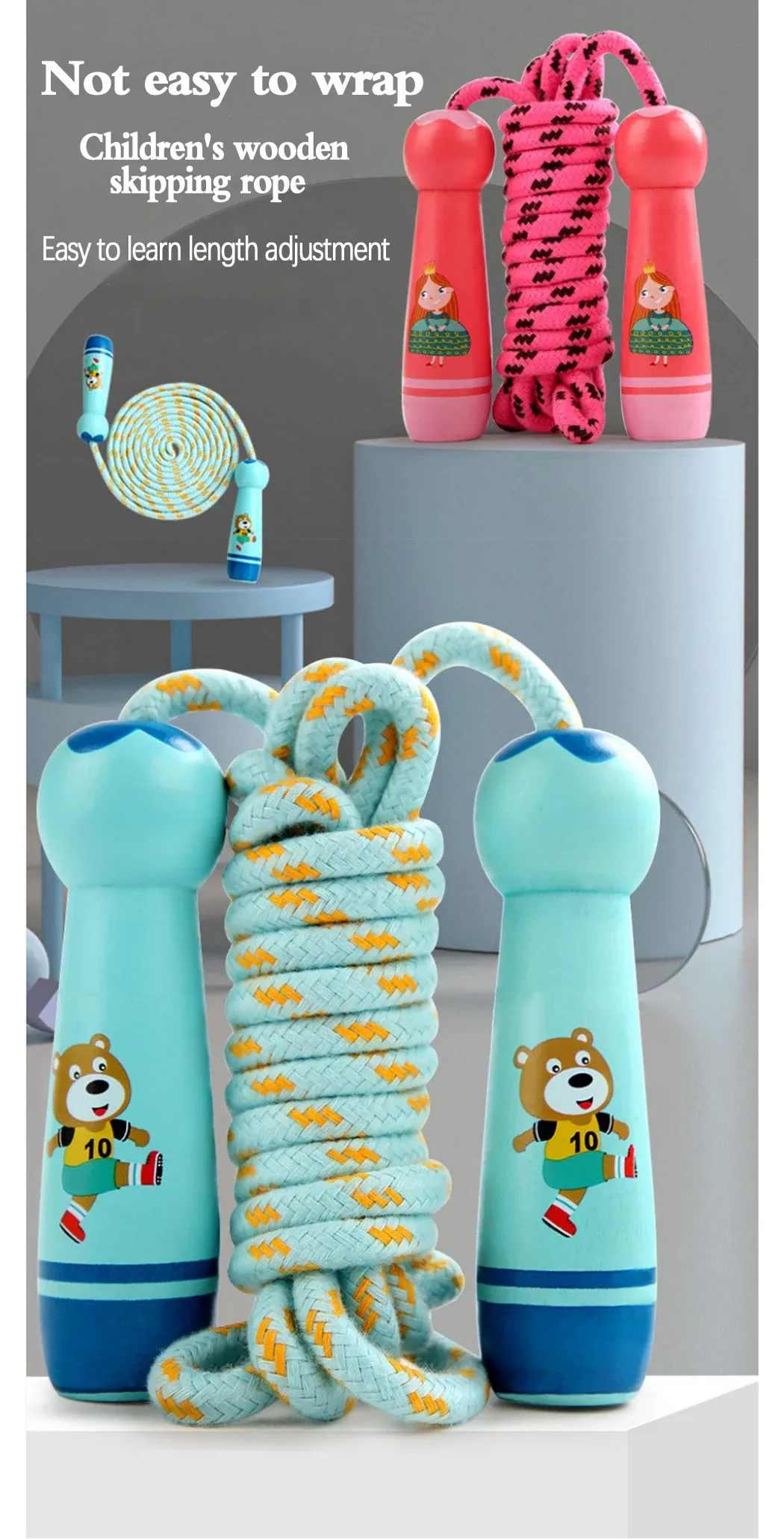Corde à sauter réglable en coton pour enfants