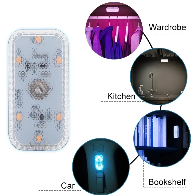 Mini lampe LED tactile sans fil pour habitacle de voiture, rechargeable par USB 5