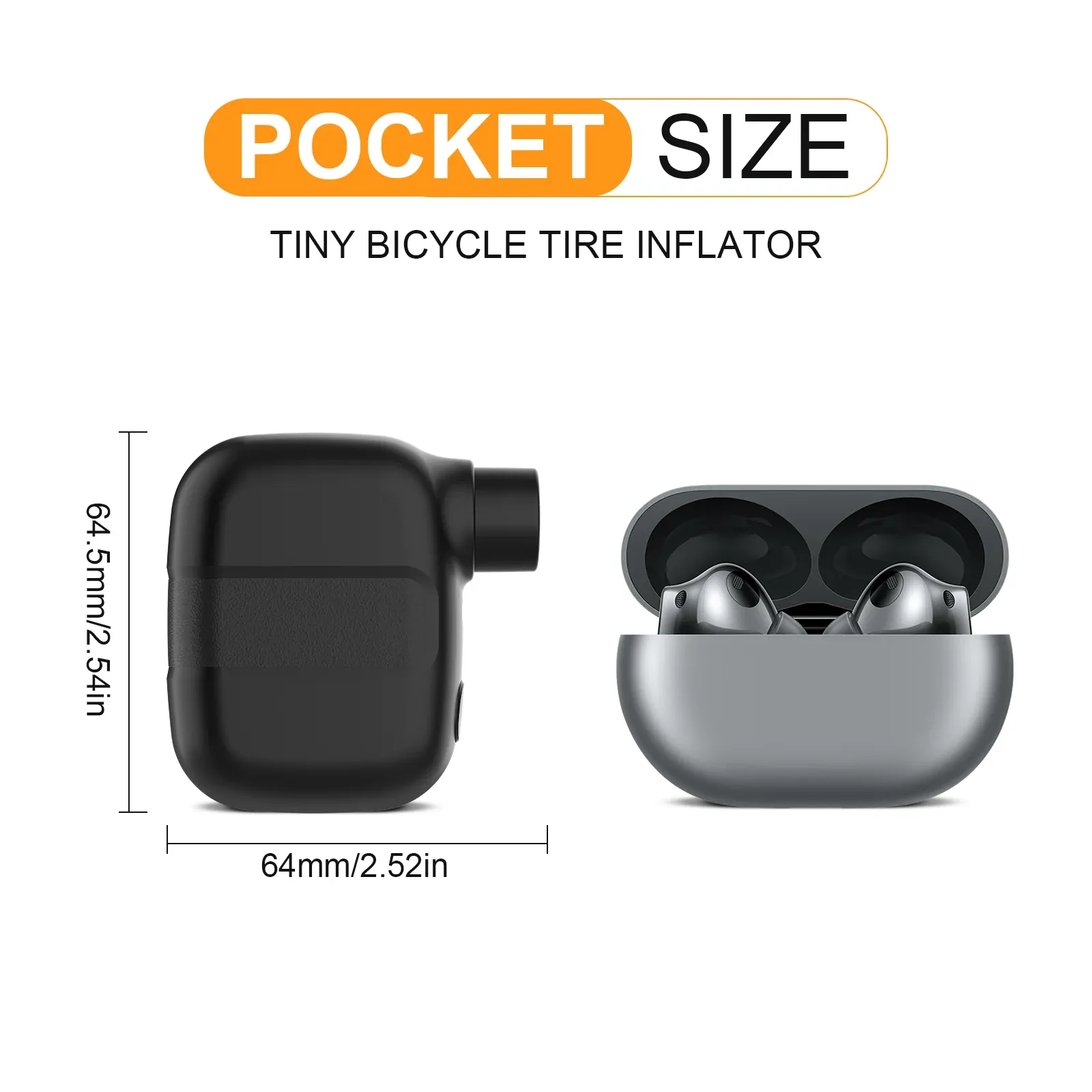 Mini pompe à vélo électrique portable et rechargeable 100 PSI, à port USB-C, compatible valves Schrader et Presta 3