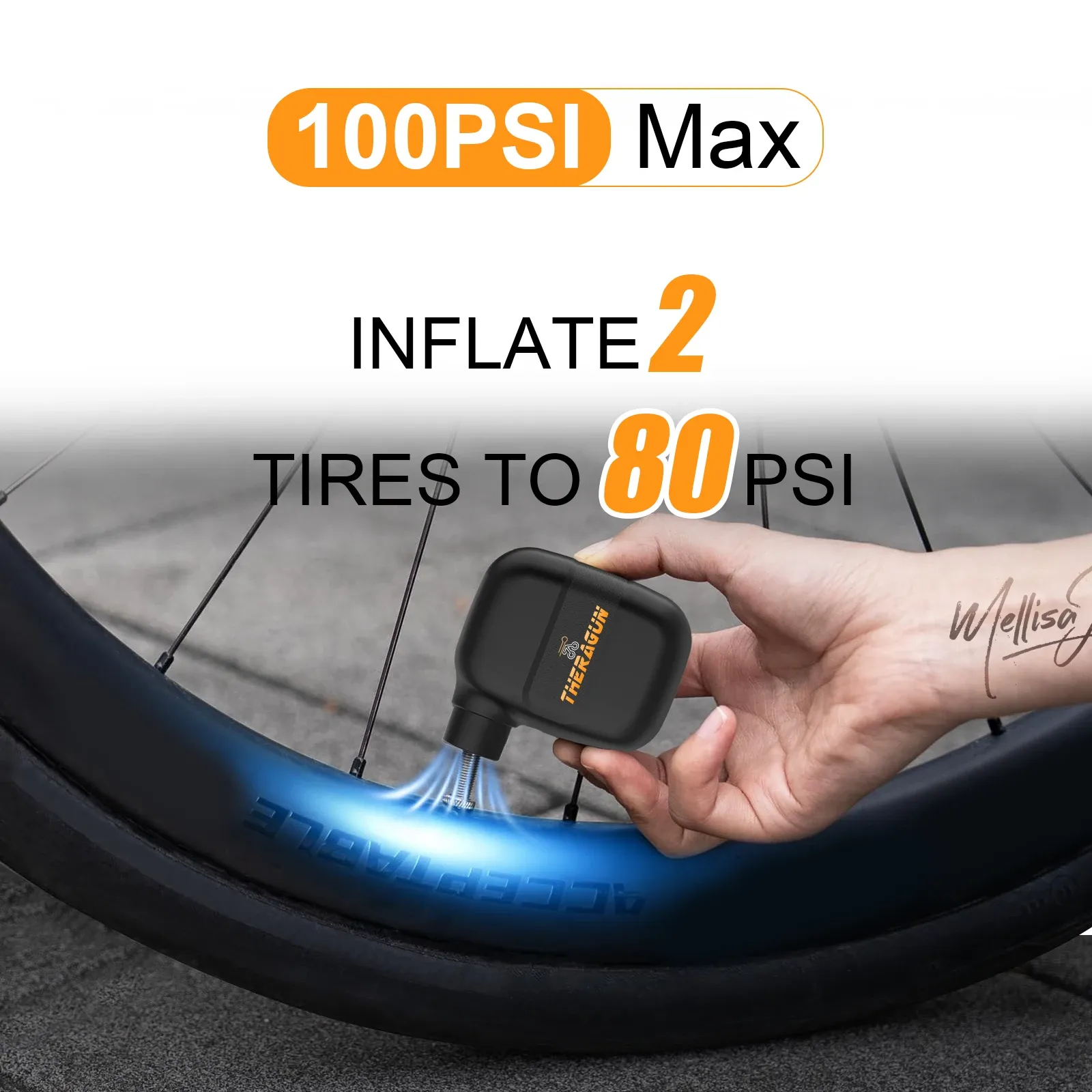 Mini pompe à vélo électrique portable et rechargeable 100 PSI, à port USB-C, compatible valves Schrader et Presta 5