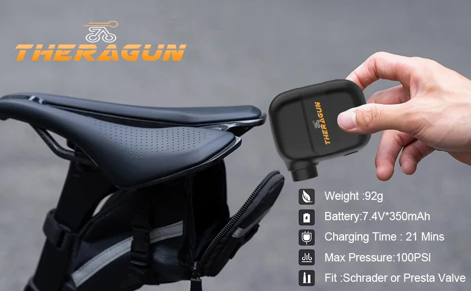 Mini pompe à vélo portable rechargeable, vue d'ensemble