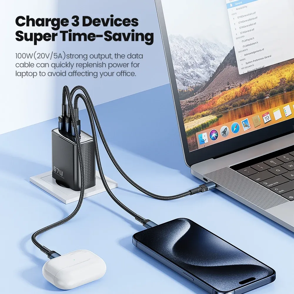 Chargeur USB-C Toocki GaN 33W/67W avec écran numérique, charge rapide PD/QC 40W, compatible iPhone, Samsung et Xiaomi 2