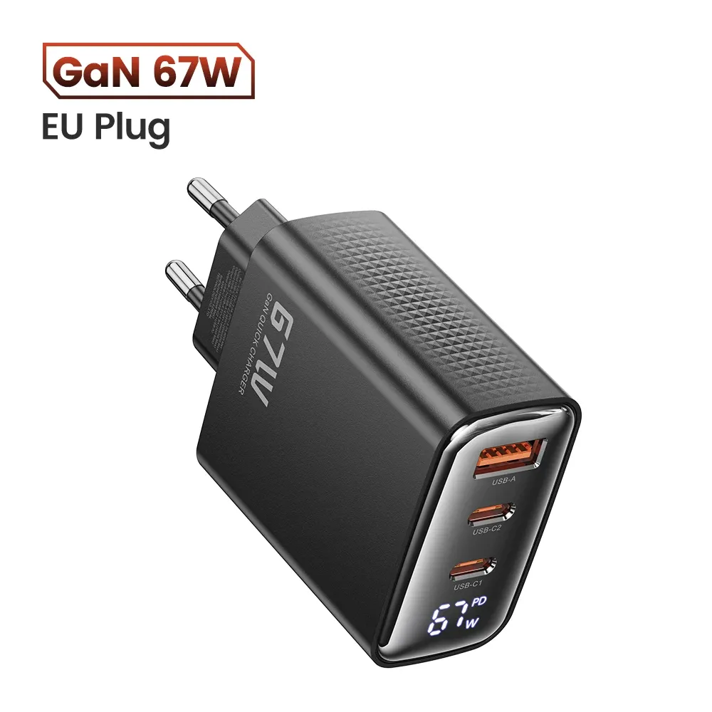 Chargeur USB-C Toocki GaN 33W/67W avec écran numérique, charge rapide PD/QC 40W, compatible iPhone, Samsung et Xiaomi 9