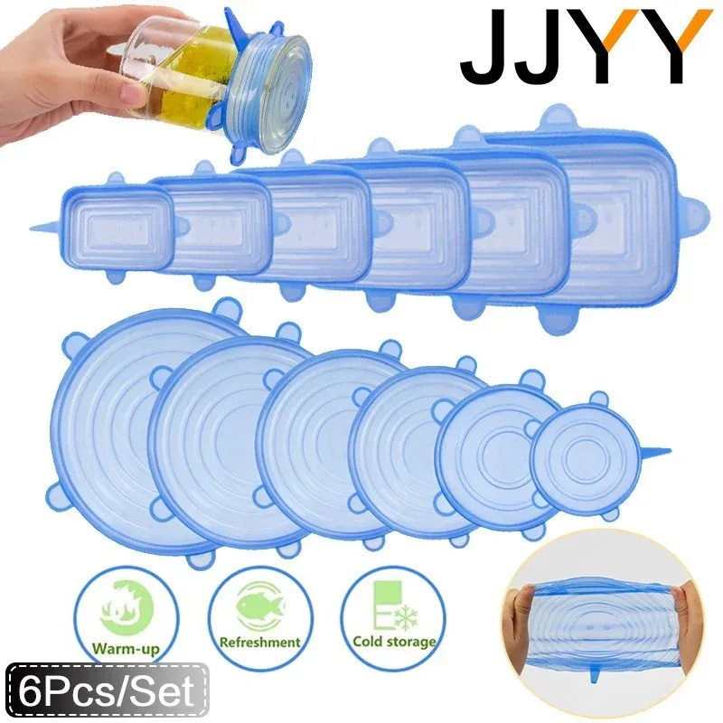 Couvercles extensibles en silicone réutilisables, ronds et carrés universels, couvercles de bol pour emballage alimentaire, couvercle de casserole et poêle, ustensiles de cuisine