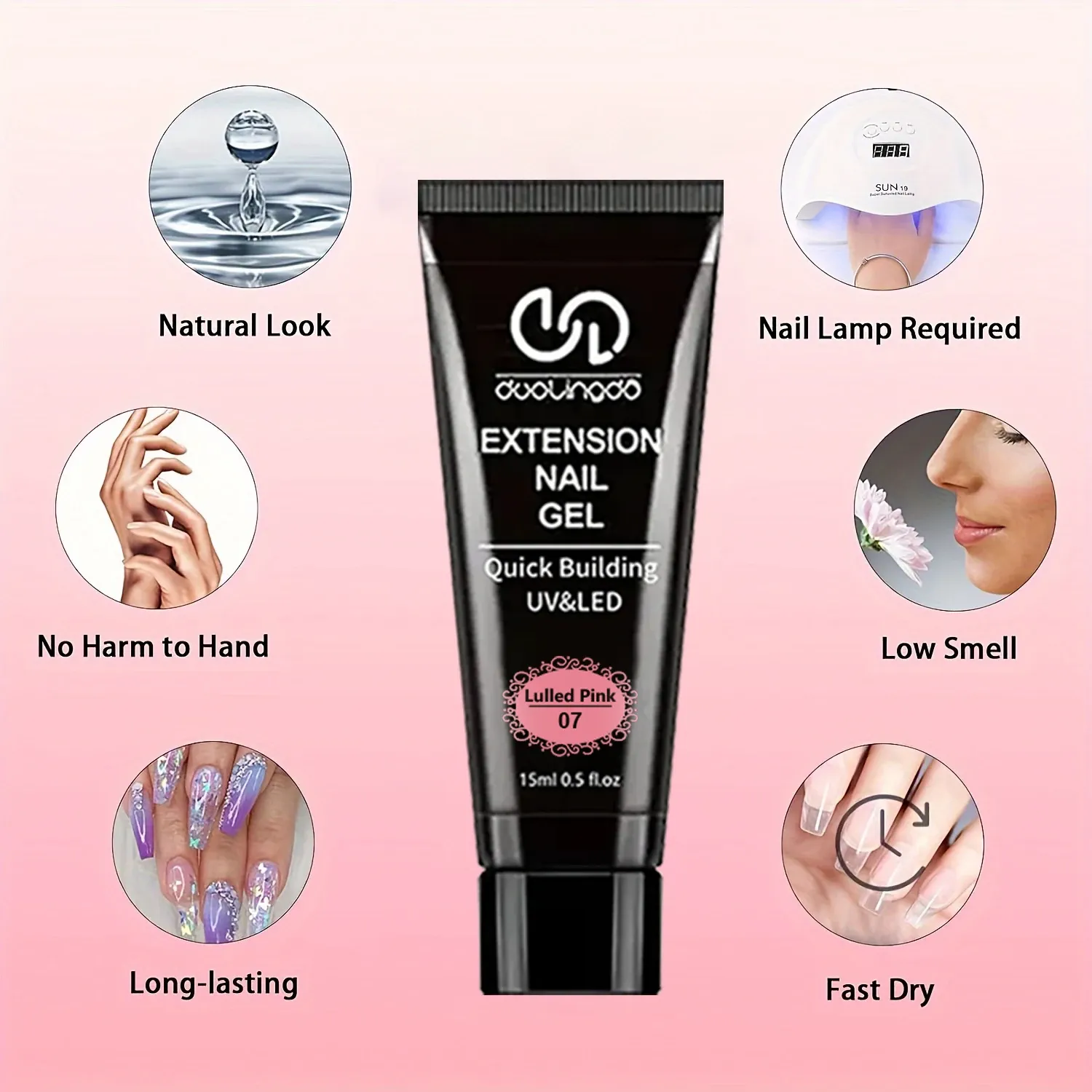 Kit Nail Art Salon & Home – Kit d'extension de gel à construction rapide, sans odeur, 0,51 oz, avec 20 formes d'ongles et outils – Sculpture UV professionnelle 2