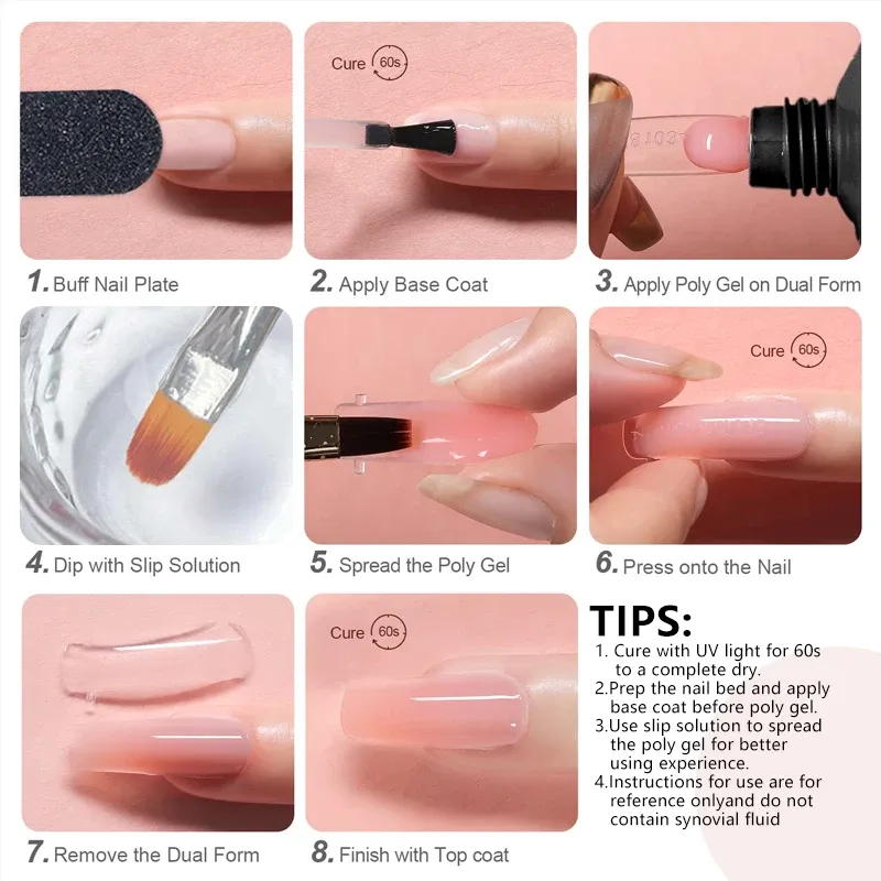 Kit Nail Art Salon & Home – Kit d'extension de gel à construction rapide, sans odeur, 0,51 oz, avec 20 formes d'ongles et outils – Sculpture UV professionnelle 6