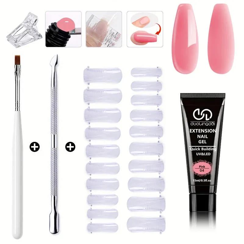 Kit Nail Art Salon & Home – Kit d'extension de gel à construction rapide, sans odeur, 0,51 oz, avec 20 formes d'ongles et outils – Sculpture UV professionnelle 13