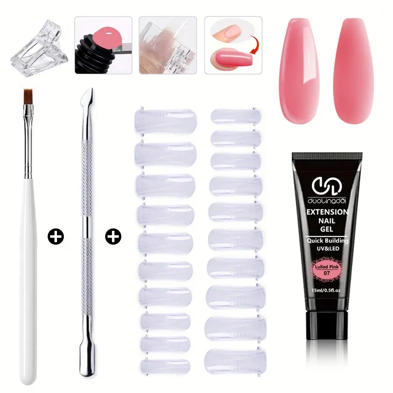 Kit Nail Art Salon & Home – Kit d'extension de gel à construction rapide, sans odeur, 0,51 oz, avec 20 formes d'ongles et outils – Sculpture UV professionnelle 9