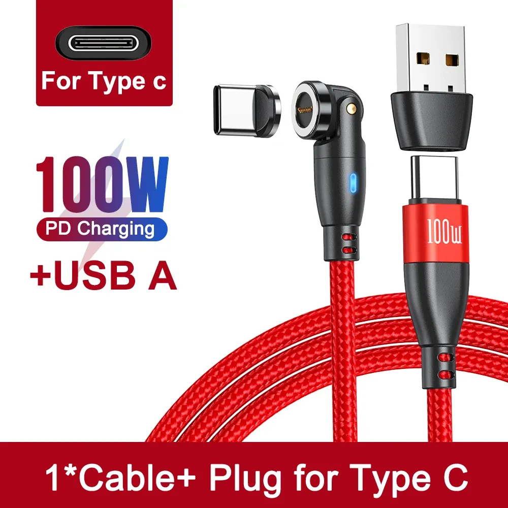 AUFU Câble de charge magnétique USB-C 100 W 5 A à charge rapide, compatible MacBook, Samsung et iPhone 7
