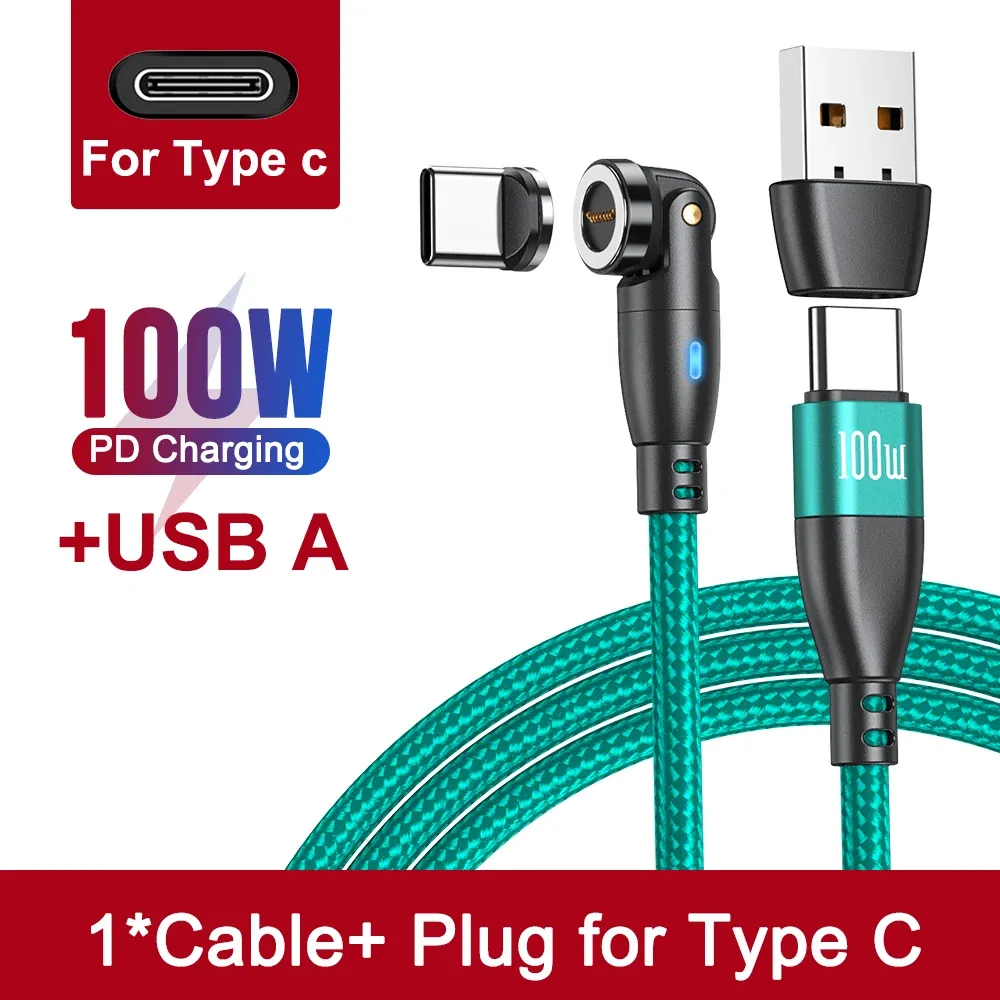 AUFU Câble de charge magnétique USB-C 100 W 5 A à charge rapide, compatible MacBook, Samsung et iPhone 24