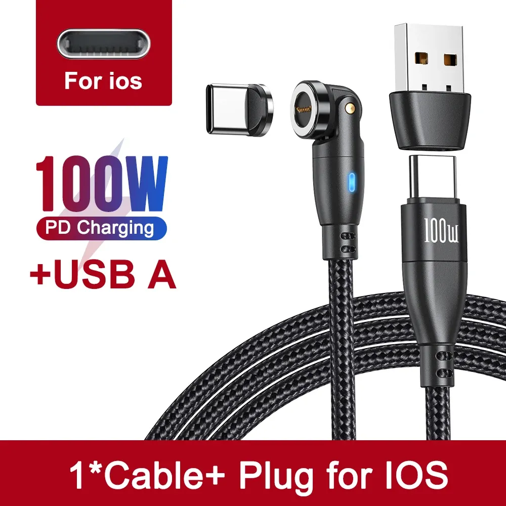 AUFU Câble de charge magnétique USB-C 100 W 5 A à charge rapide, compatible MacBook, Samsung et iPhone 23