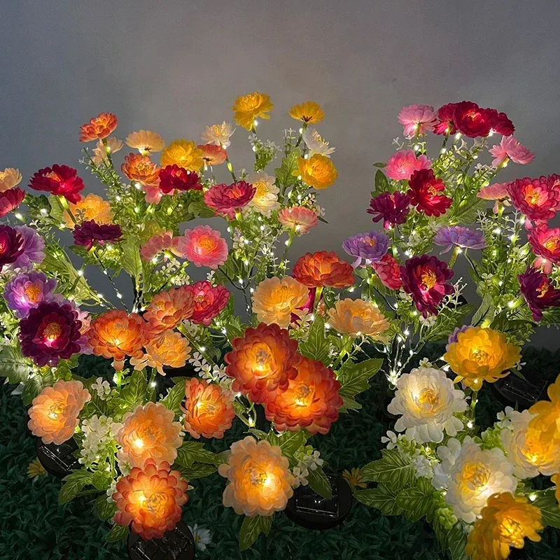 Lampe solaire d'extérieur en forme de fleur de lotus, éclairage de jardin pour pelouse, cour et patio 1