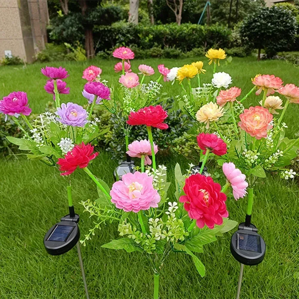 Lampe solaire d'extérieur en forme de fleur de lotus, éclairage de jardin pour pelouse, cour et patio 5