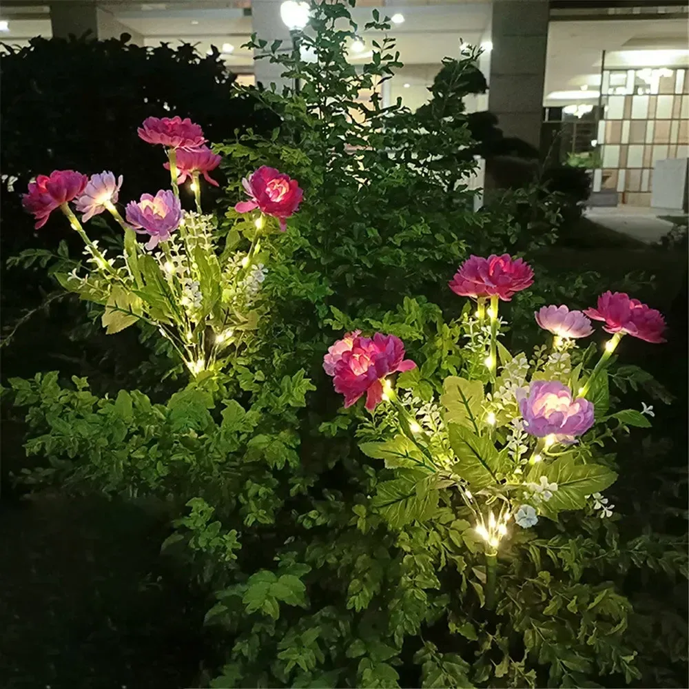 Lampe solaire d'extérieur en forme de fleur de lotus, éclairage de jardin pour pelouse, cour et patio 9