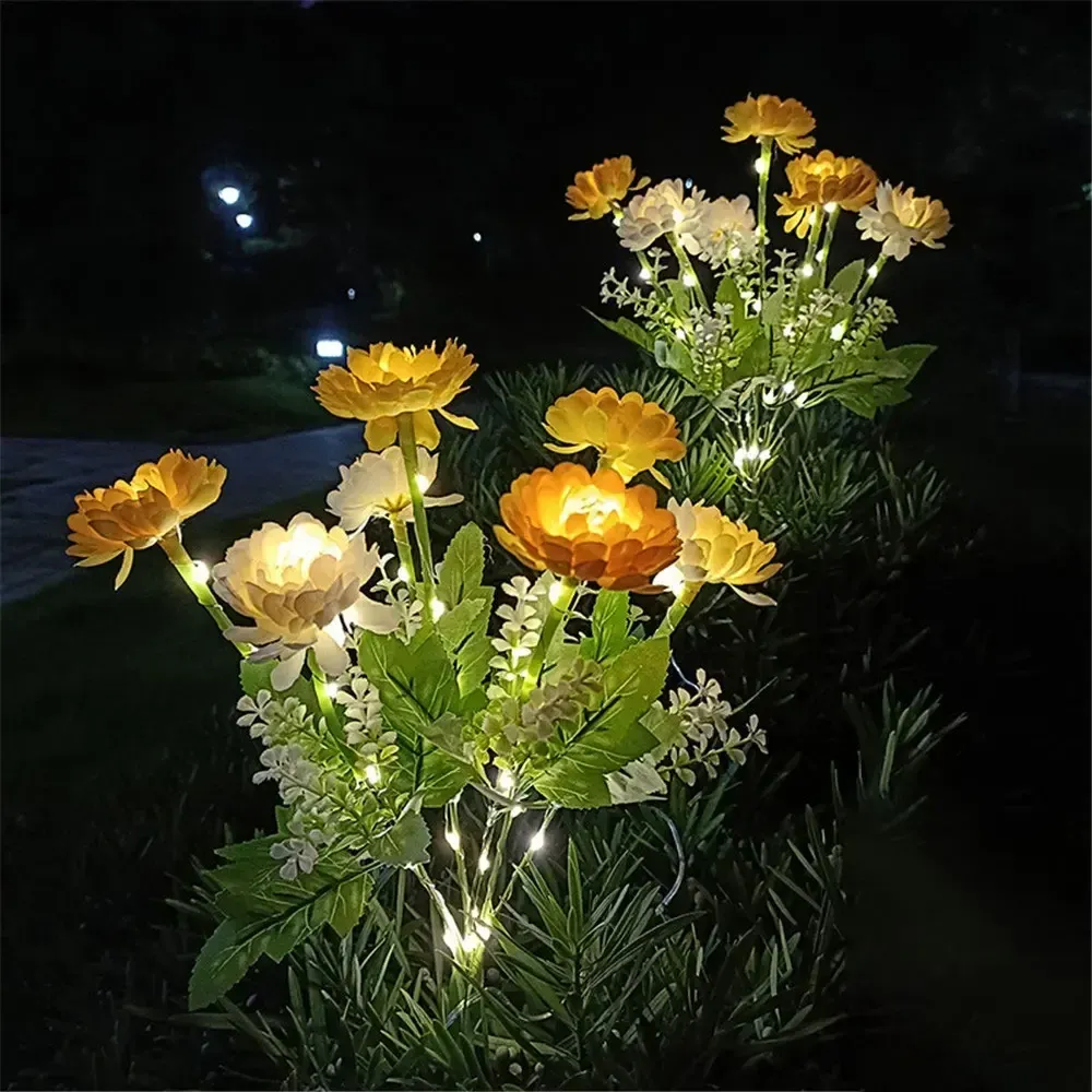 Lampe solaire d'extérieur en forme de fleur de lotus, éclairage de jardin pour pelouse, cour et patio 10