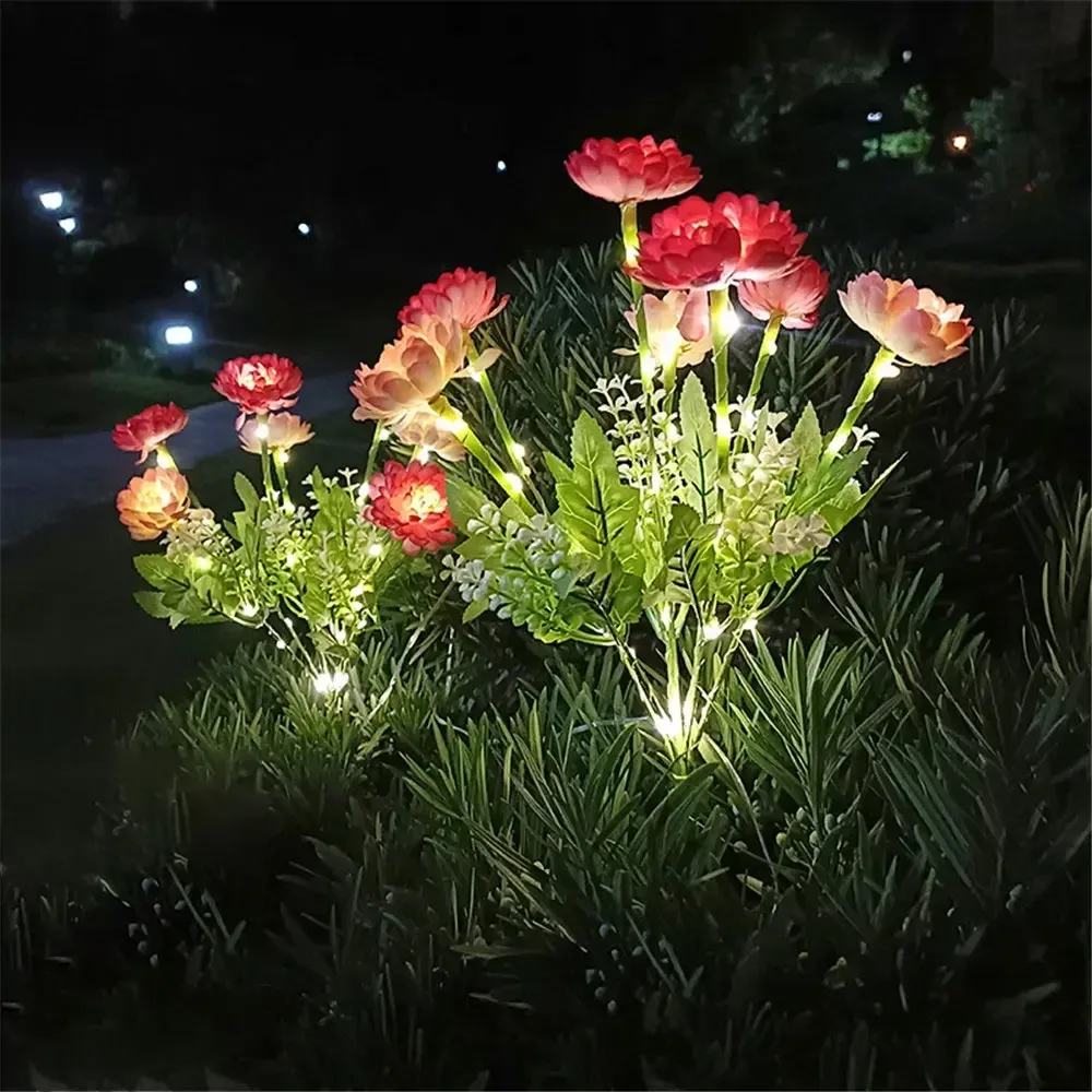 Lampe solaire d'extérieur en forme de fleur de lotus, éclairage de jardin pour pelouse, cour et patio 11