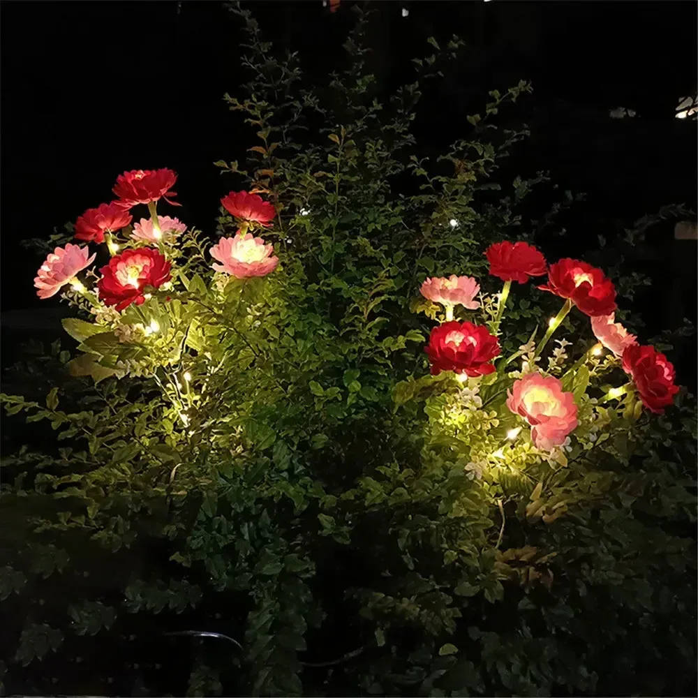 Lampe solaire d'extérieur en forme de fleur de lotus, éclairage de jardin pour pelouse, cour et patio 7