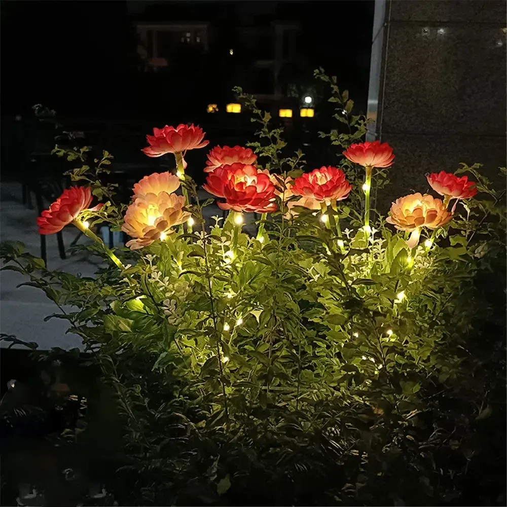 Lampe solaire d'extérieur en forme de fleur de lotus, éclairage de jardin pour pelouse, cour et patio 8