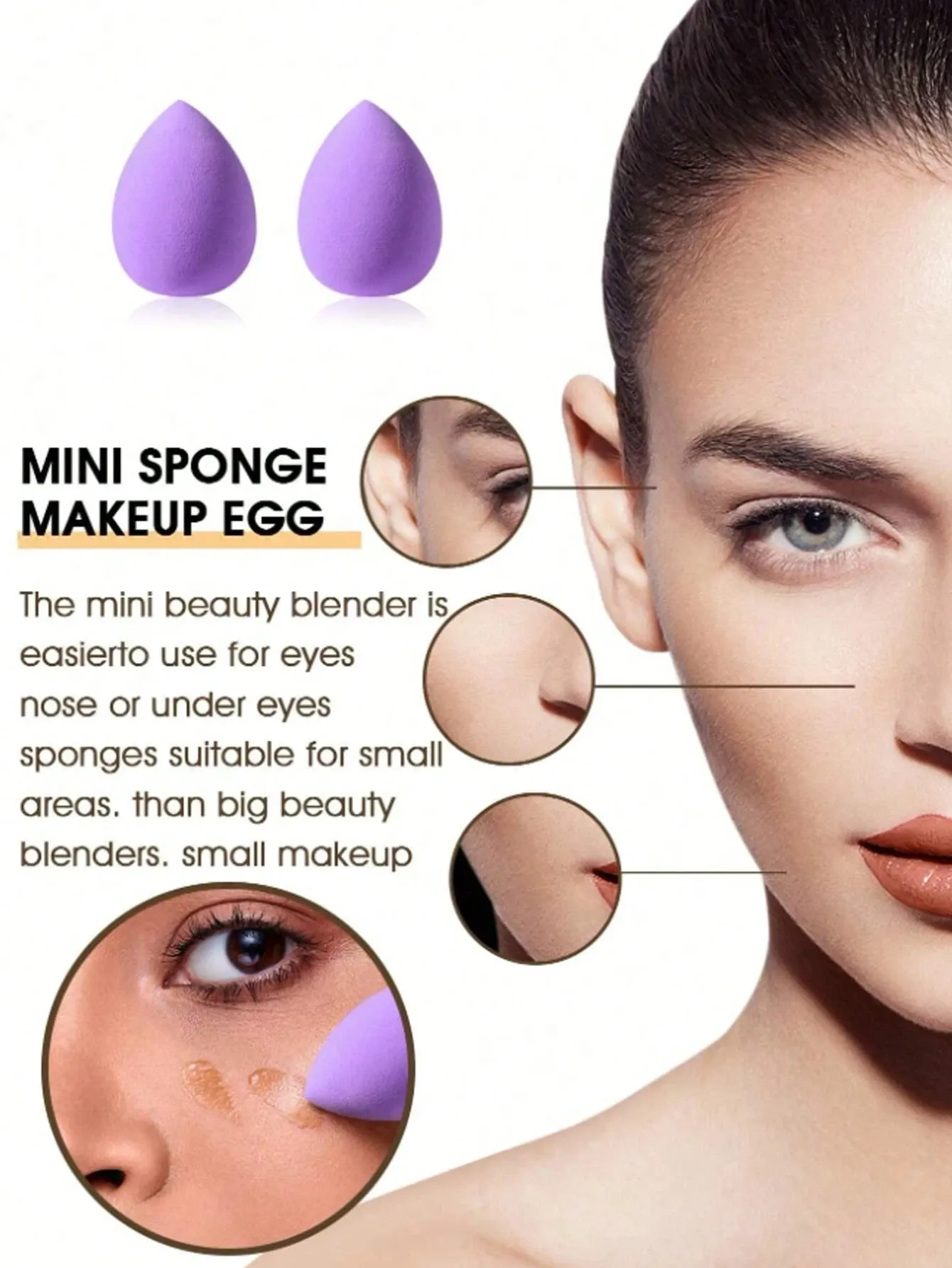 Mini éponges de maquillage réutilisables et portables en forme de goutte d'eau, lot de 3, 20 ou 60 pièces 2