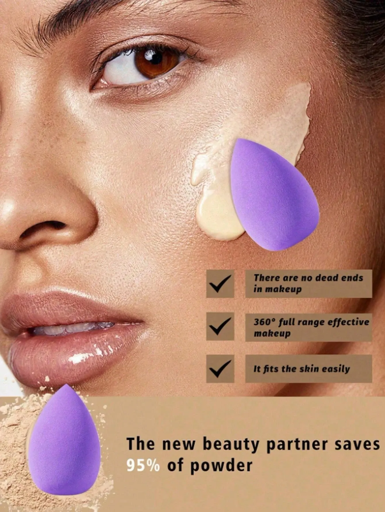 Mini éponges de maquillage réutilisables et portables en forme de goutte d'eau, lot de 3, 20 ou 60 pièces 3