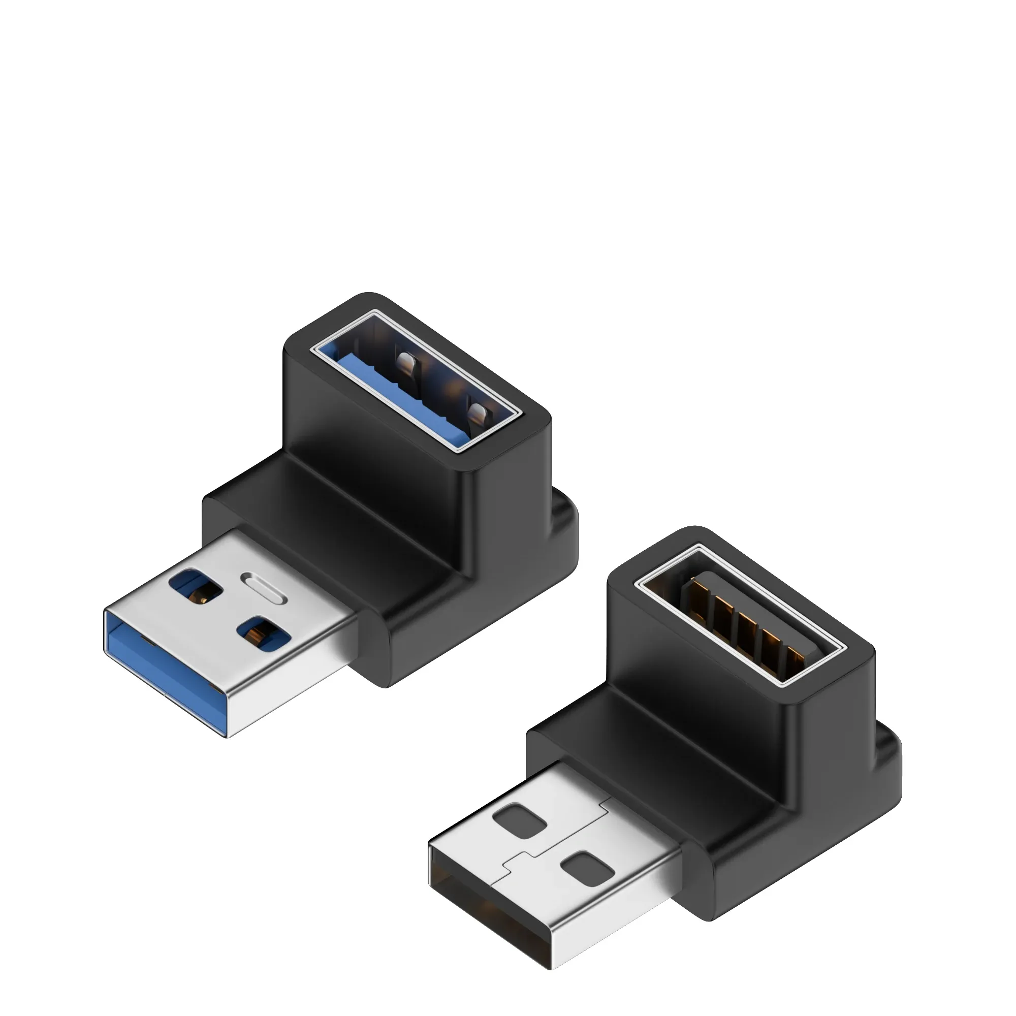 Adaptateur USB-A femelle vers USB-A mâle coudé 90° / 180°, transmission 10 Gbps, compatible ports USB d'ordinateur portable 5