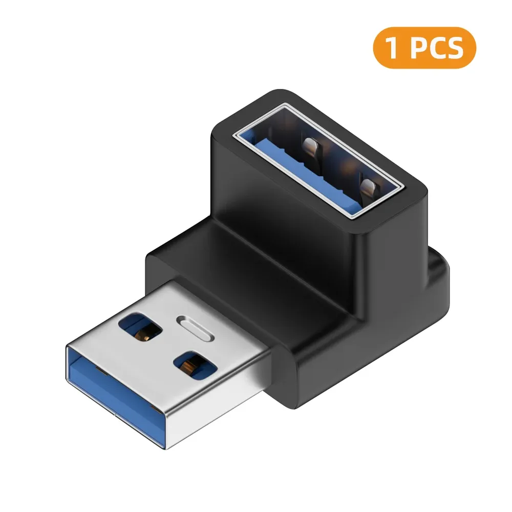 Adaptateur USB-A femelle vers USB-A mâle coudé 90° / 180°, transmission 10 Gbps, compatible ports USB d'ordinateur portable 12