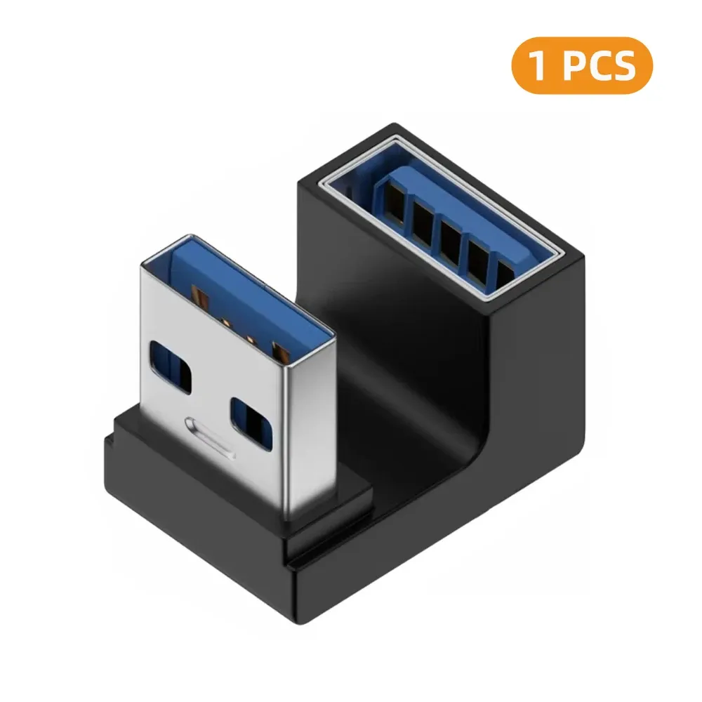 Adaptateur USB-A femelle vers USB-A mâle coudé 90° / 180°, transmission 10 Gbps, compatible ports USB d'ordinateur portable 10