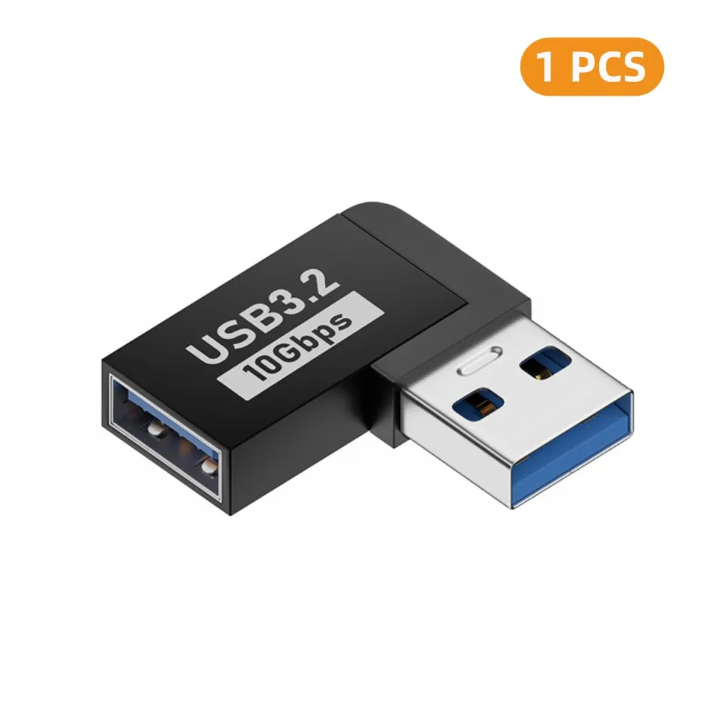 Adaptateur USB-A femelle vers USB-A mâle coudé 90° / 180°, transmission 10 Gbps, compatible ports USB d'ordinateur portable 8