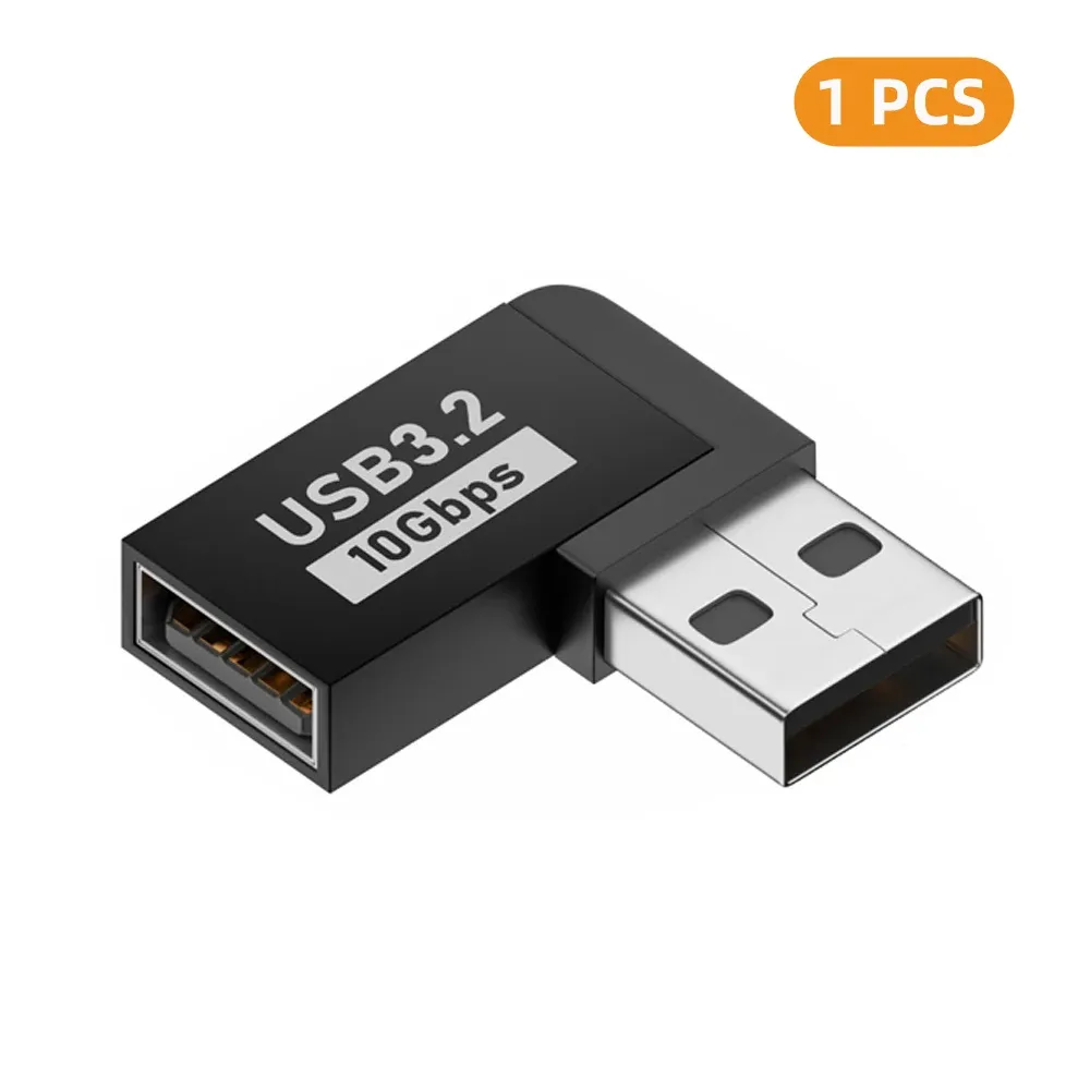 Adaptateur USB-A femelle vers USB-A mâle coudé 90° / 180°, transmission 10 Gbps, compatible ports USB d'ordinateur portable 7