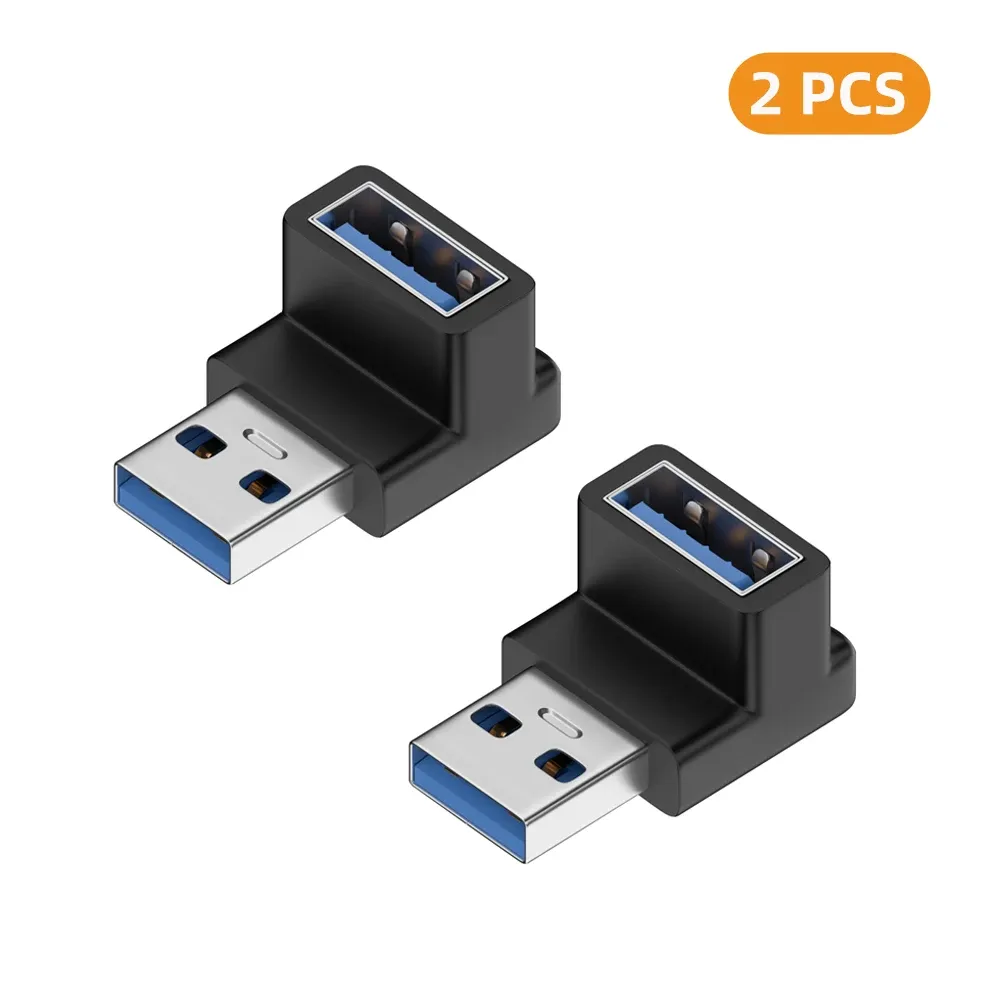 Adaptateur USB-A femelle vers USB-A mâle coudé 90° / 180°, transmission 10 Gbps, compatible ports USB d'ordinateur portable 20