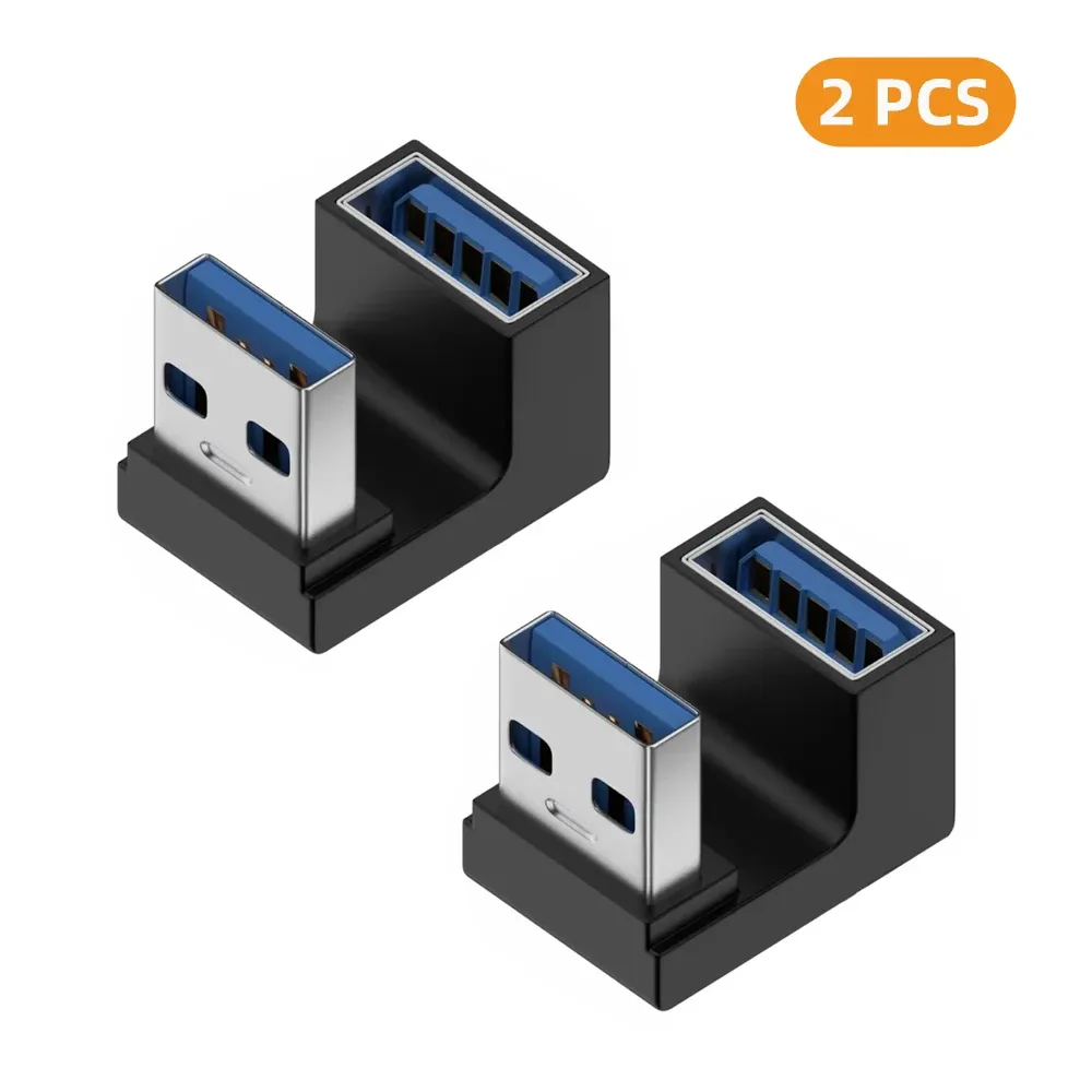Adaptateur USB-A femelle vers USB-A mâle coudé 90° / 180°, transmission 10 Gbps, compatible ports USB d'ordinateur portable 18