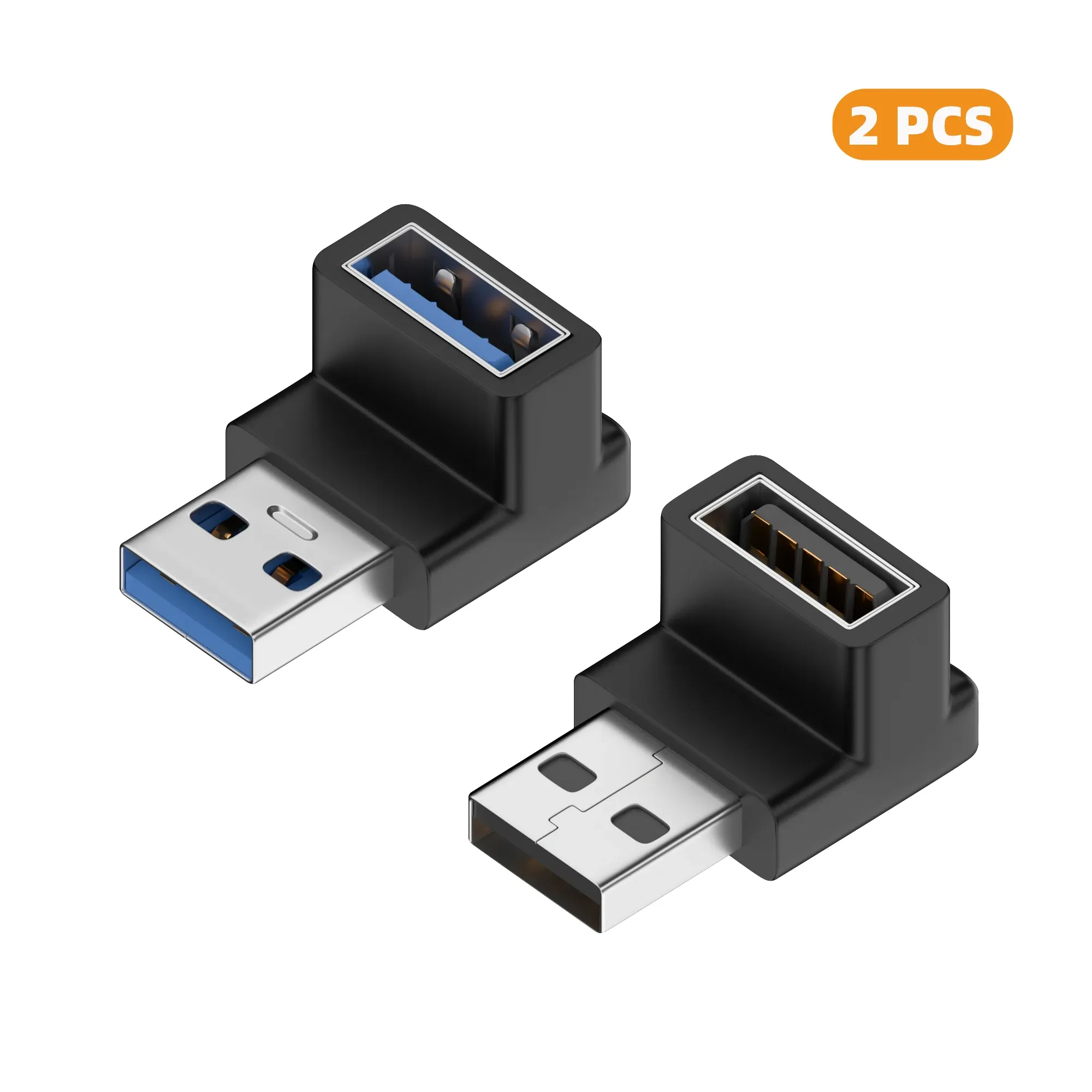 Adaptateur USB-A femelle vers USB-A mâle coudé 90° / 180°, transmission 10 Gbps, compatible ports USB d'ordinateur portable 25