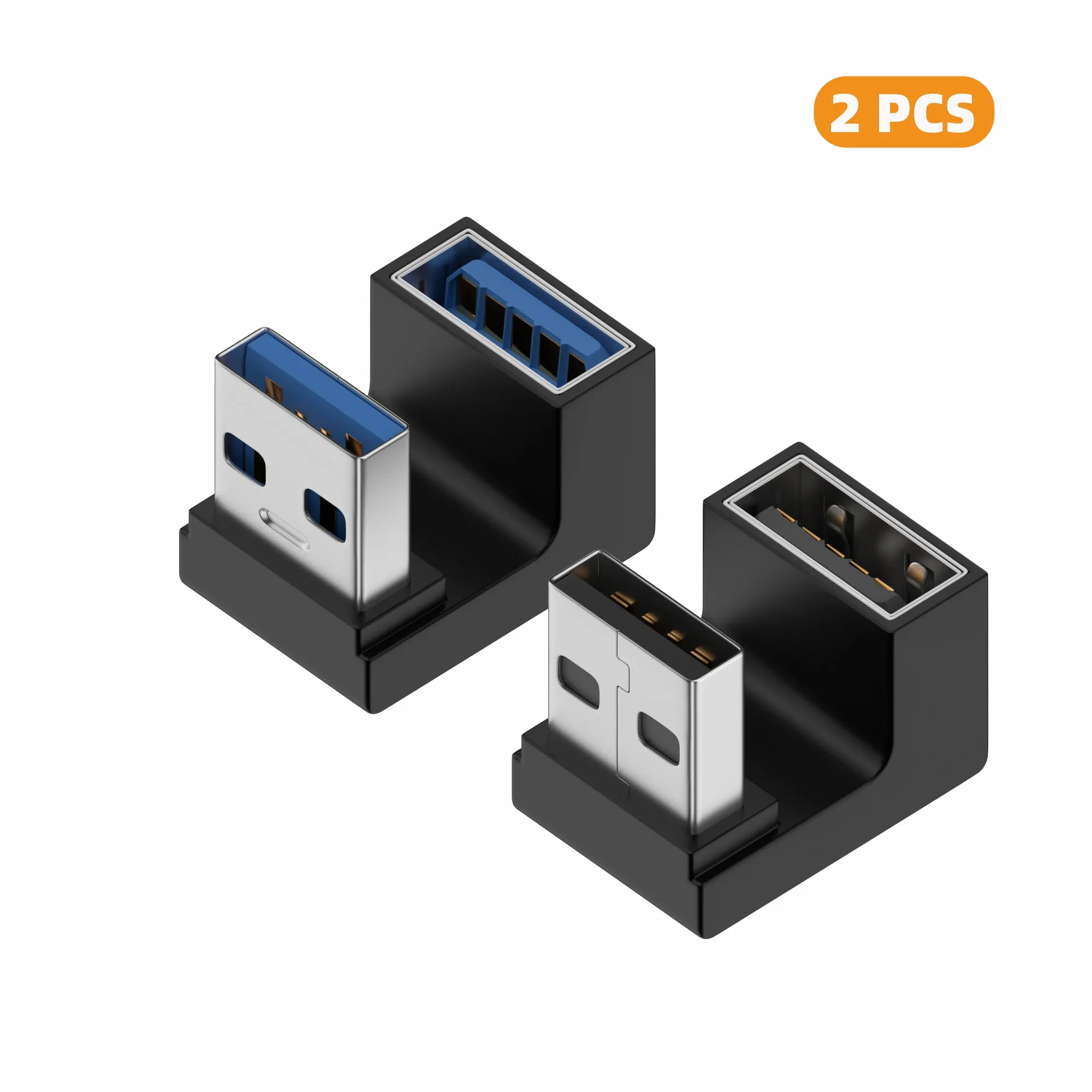 Adaptateur USB-A femelle vers USB-A mâle coudé 90° / 180°, transmission 10 Gbps, compatible ports USB d'ordinateur portable 24