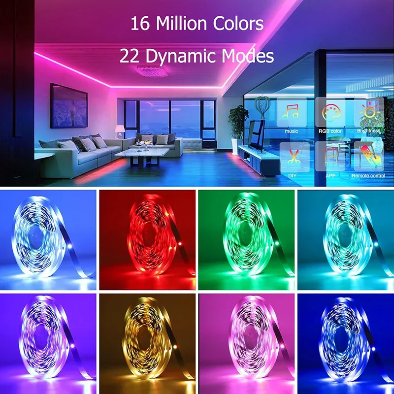 Ruban LED WiFi Tuya RGB 5050 USB intelligent, rétroéclairage pour TV et PC, compatible Alexa et Google Assistant 5