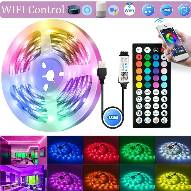 Ruban LED WiFi Tuya RGB 5050 USB intelligent, rétroéclairage pour TV et PC, compatible Alexa et Google Assistant 11